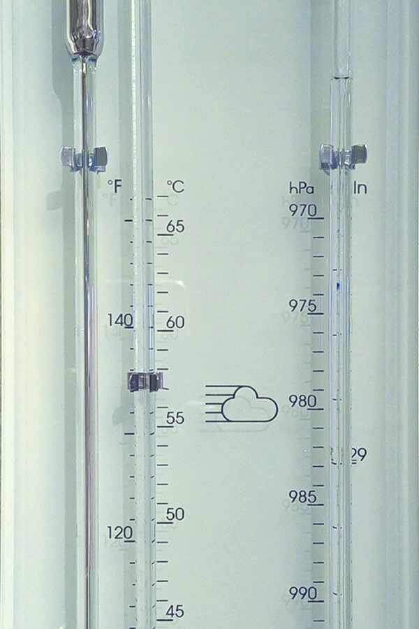 Barometer glas 2 600 x 900 Sympiesometer aluminium